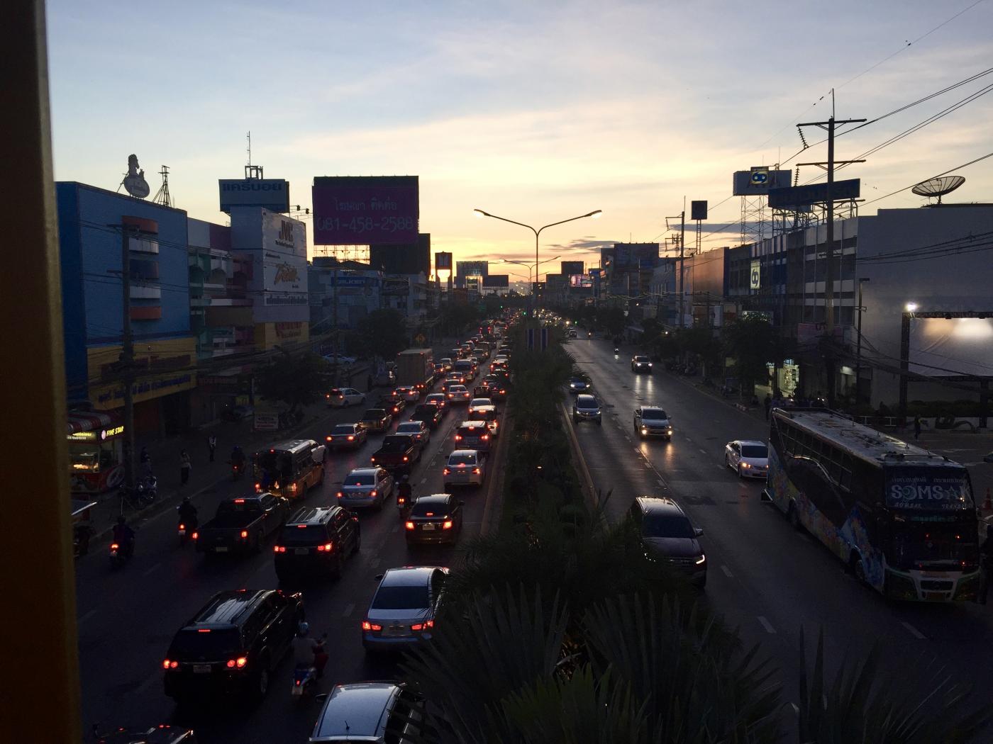 The bustling streets of downtown Korat, Thailand. 