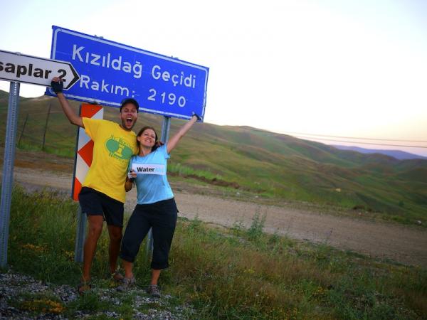 Kelly and Michael at the top of the mountain pass.